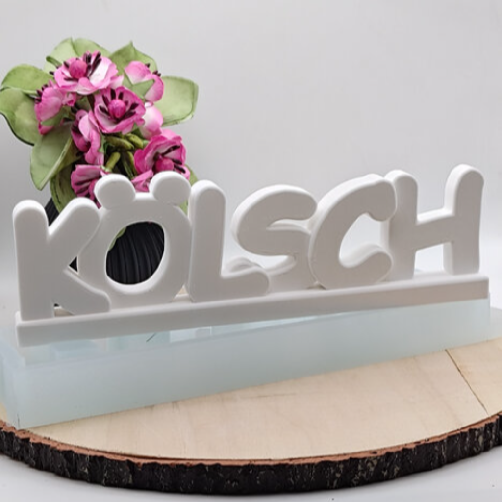 Silikonform Schriftzug Kölsch für Raysin, Beton, Gips und Keramikpulver – kreative Gießform für Köln Deko, Karneval Deko, Heimatdeko und kölsche DIY Projekte