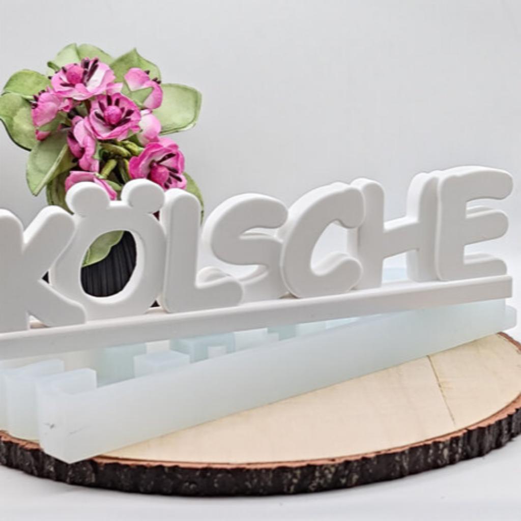 Silikonform Schriftzug Kölsche für Raysin, Beton, Gips und Keramikpulver – kreative Gießform für Köln Deko, Karneval Deko und kölsche DIY Projekte