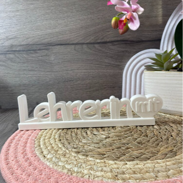 Silikonform Schriftzug Lehrerin mit Herz zum Gießen mit Raysin, Beton, Gips oder Keramikpulver für kreative Geschenkdeko und DIY Deko.