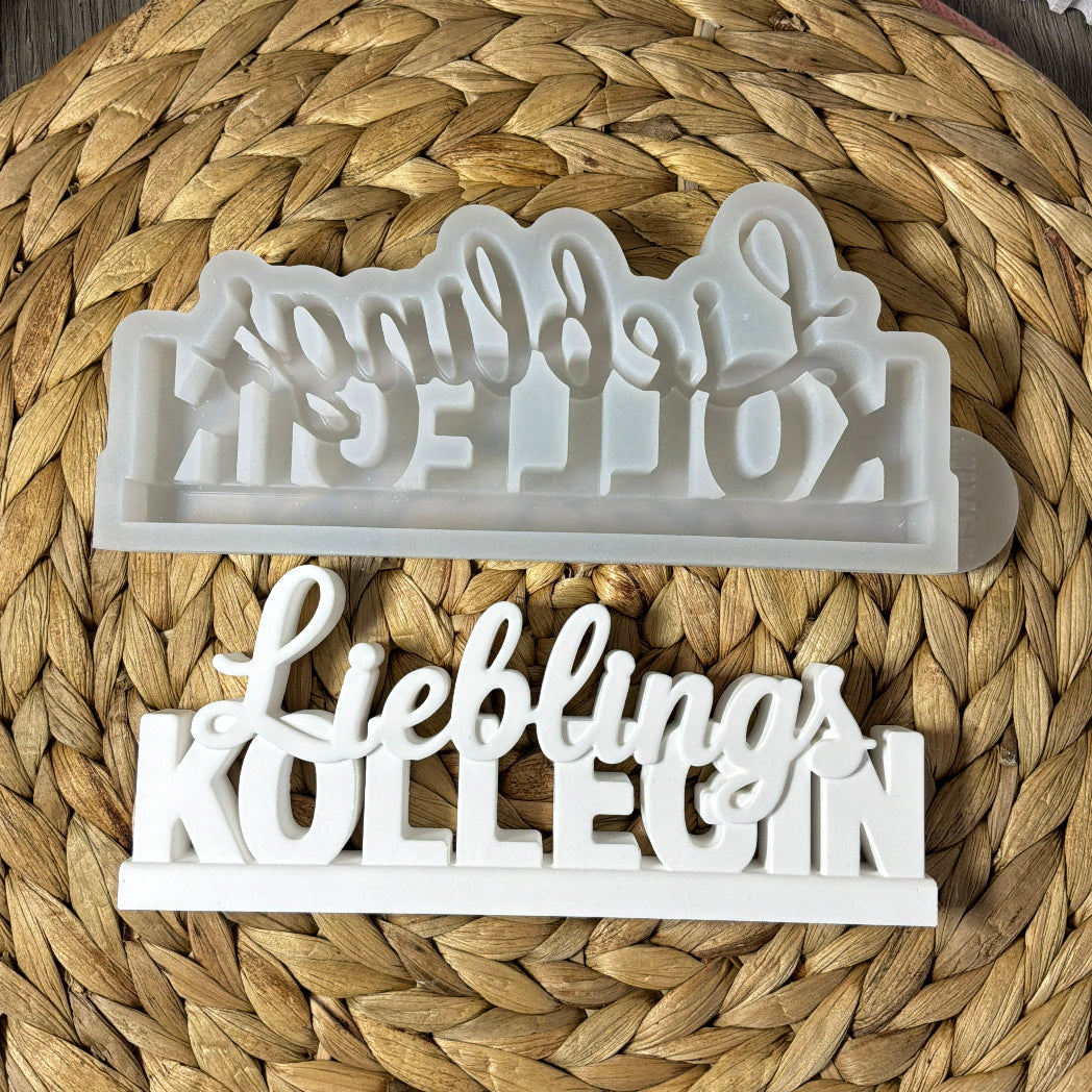 Silikonform Schriftzug Lieblingskollegin für Raysin, Beton, Gips, Keramikpulver, Wachs und Resin – kreative Gießform für persönliche Geschenkideen. – Gießform für Raysin, Beton und Gips