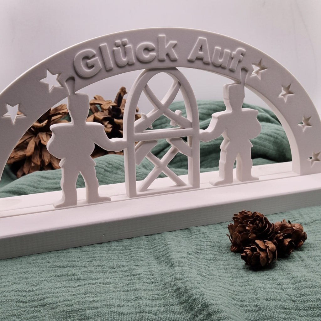 Silikonform Schwibbogen Bergmänner mit passender Halterung für weihnachtliche Lichterdeko aus Raysin oder Beton