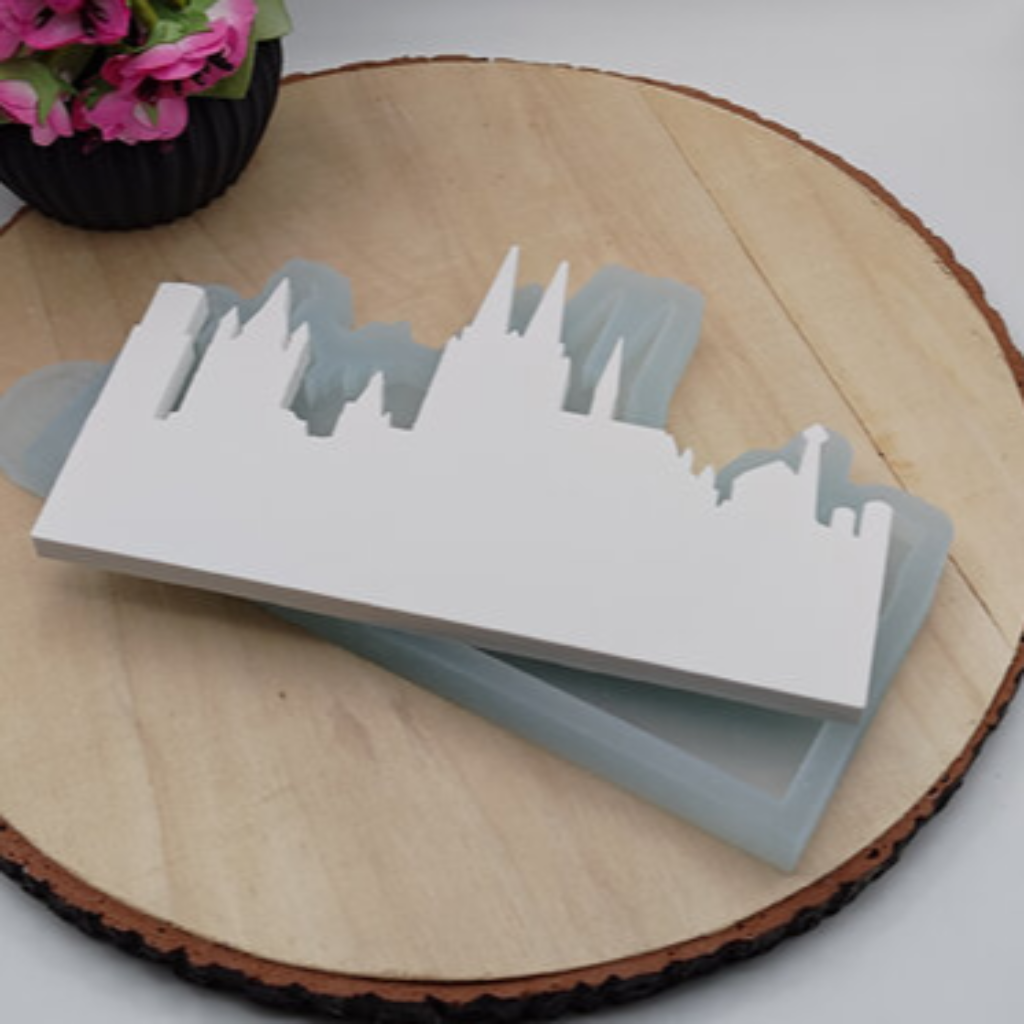 Silikonform Skyline Köln im Klötzchenformat für Raysin, Beton, Gips und Keramikpulver – dekorative Gießform mit Kölner Dom und Skyline für kreative DIY Projekte