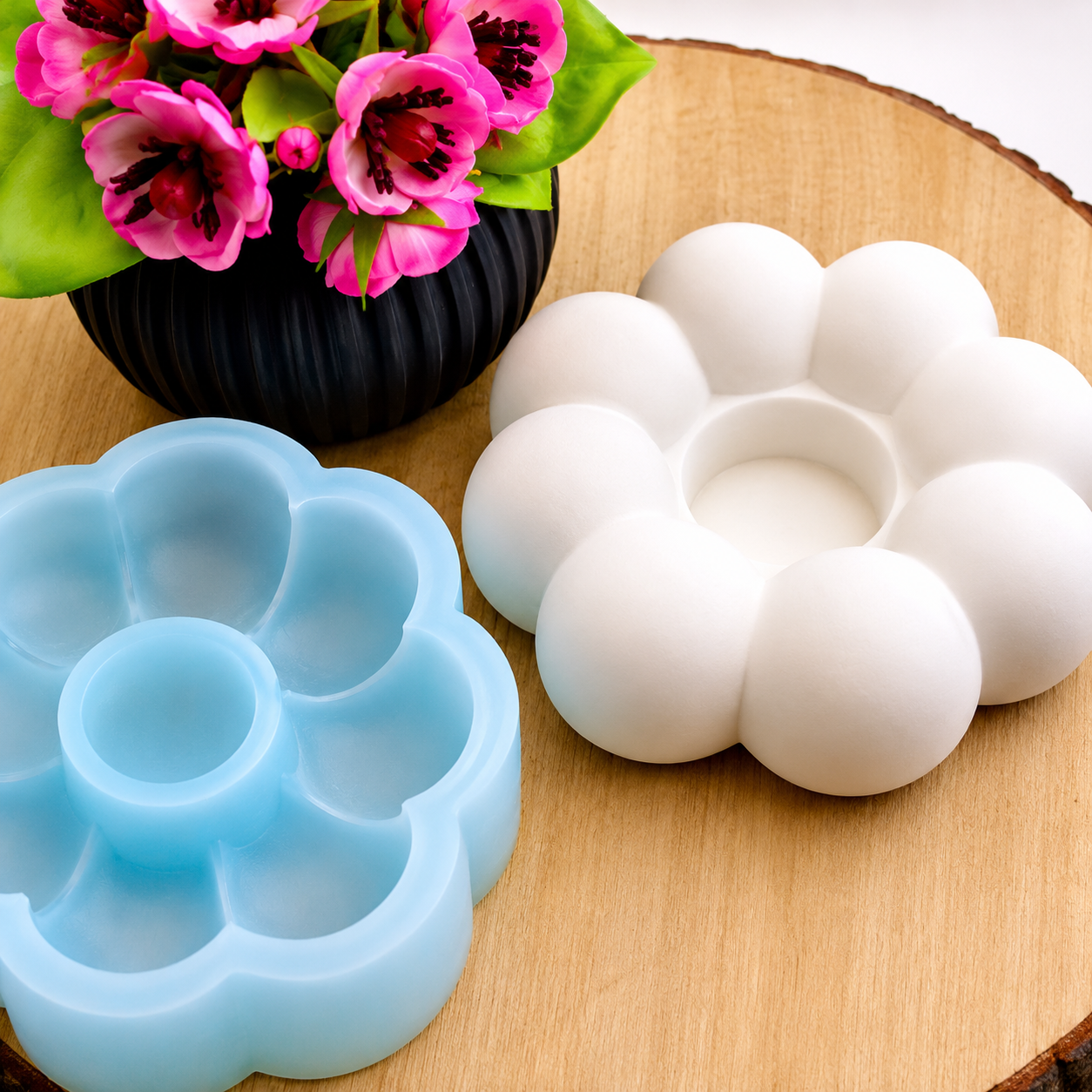 Silikonform Teelichthalter Bubbles für Raysin, Beton und Gips – moderne Gießform für stilvolle Teelichtdeko, Wohndekoration und kreative DIY Projekte