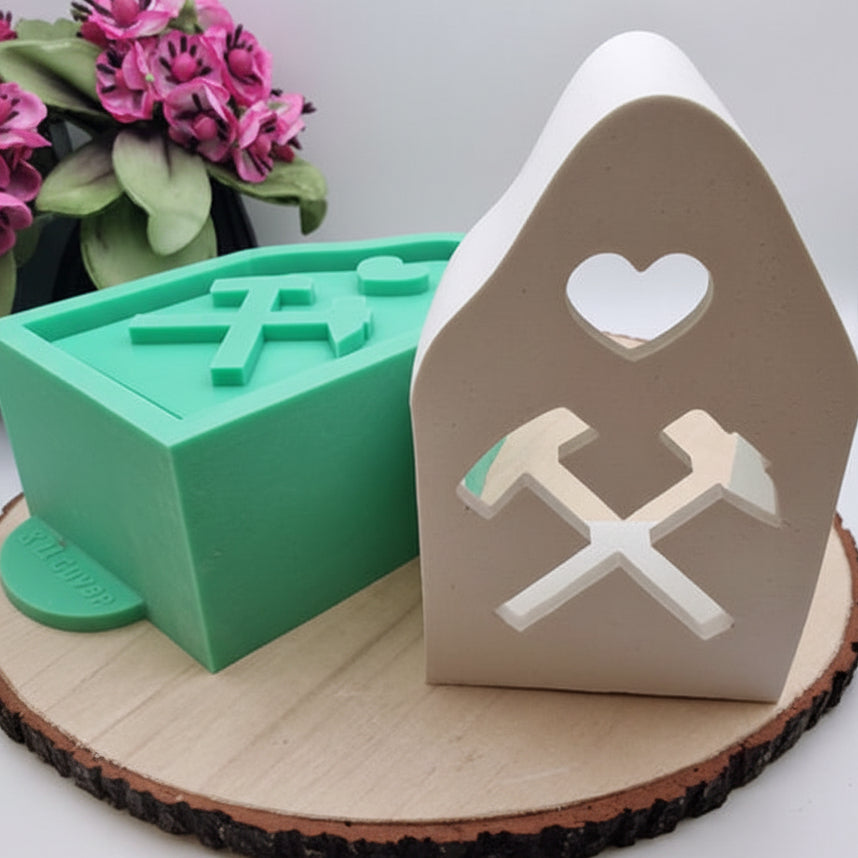 Silikonform Gießform XL Haus Ruhrpott für Teelicht zum Gießen von stimmungsvoller Deko aus Raysin, Beton oder Gips
