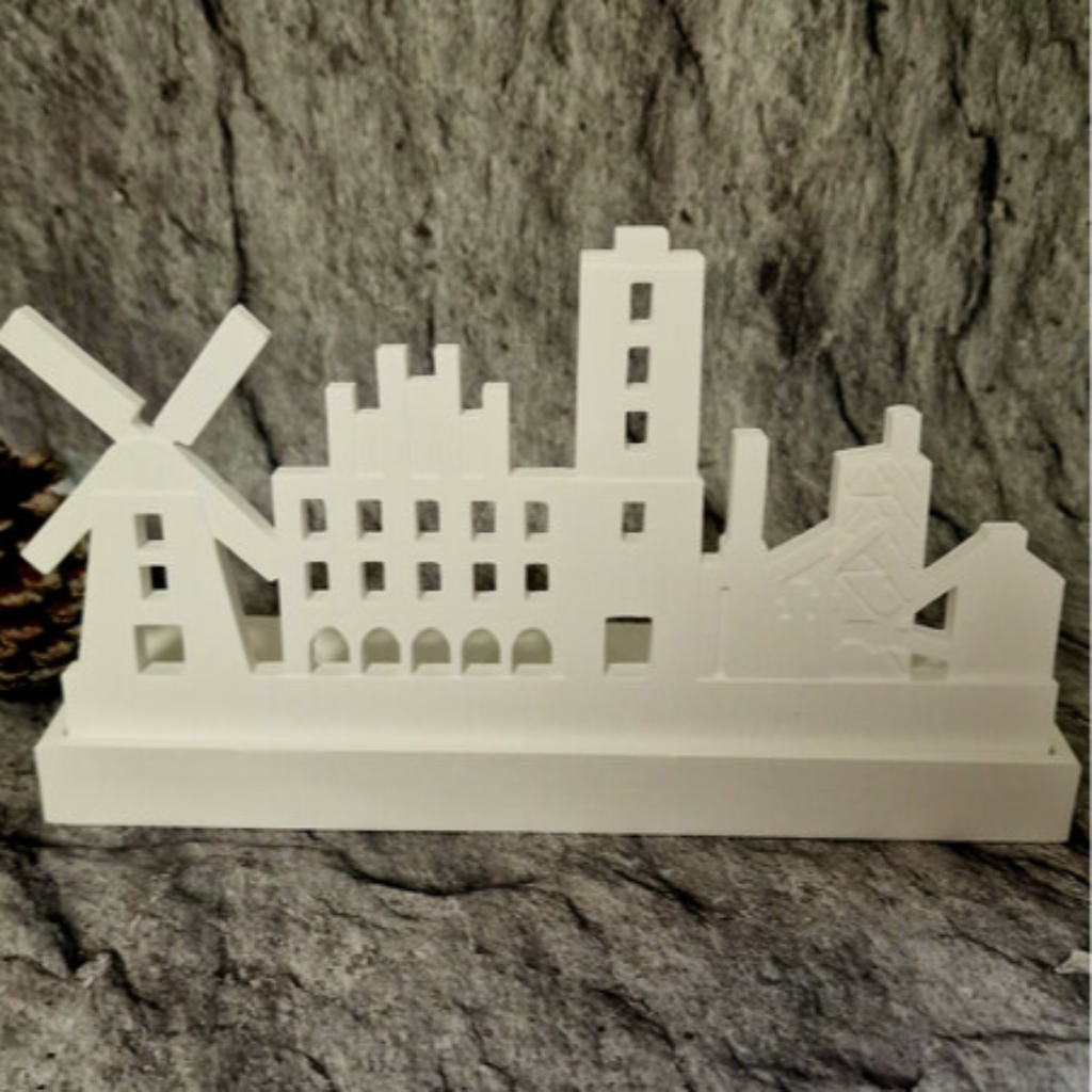 Gegossene Skyline Beckum aus Raysin mit Silikonform Gießform als moderne DIY Stadt Deko und Geschenkidee für Beckum Fans