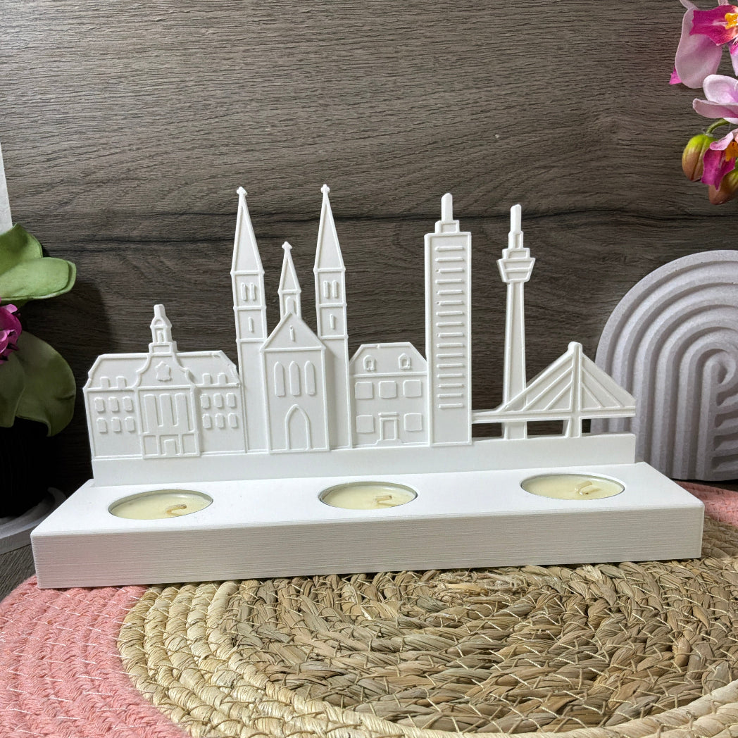 Gegossene Skyline Bonn aus der Silikonform von MIVSP – ideal für moderne Heimatdeko und individuelle Geschenkideen aus Raysin oder Beton.