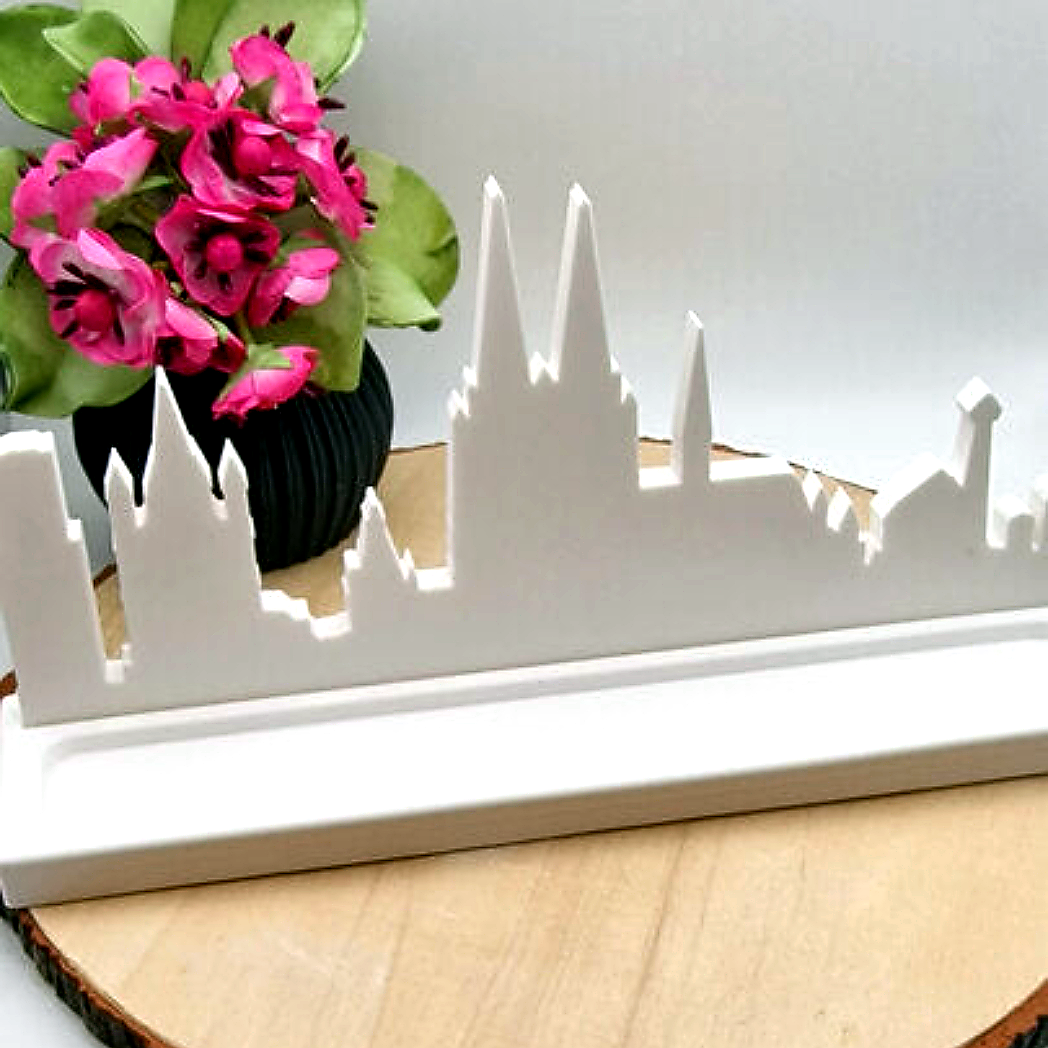 Skyline Köln aus Raysin mit Kölner Dom als moderne Stadtdekoration für Zuhause, Büro und kreative Geschenkideen