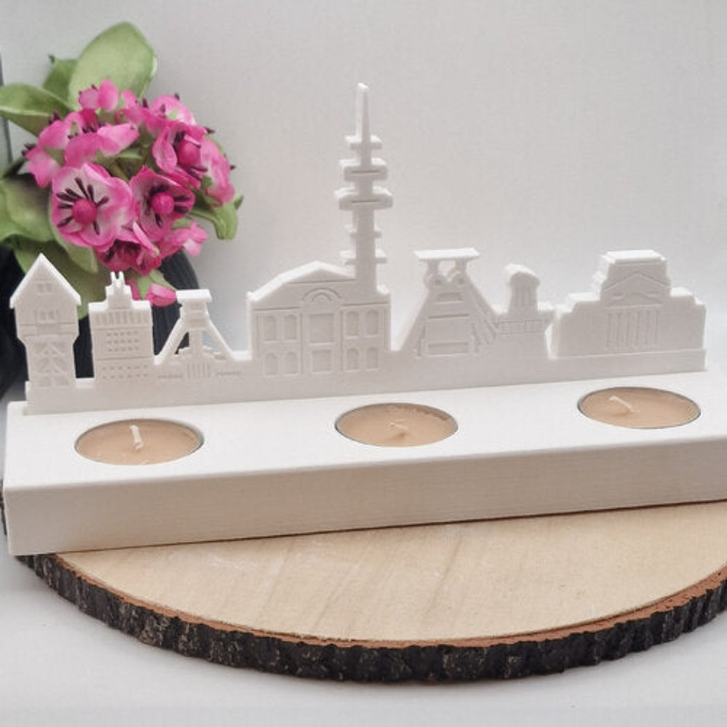 Gegossene Skyline Ruhrpott Nr 2 aus Raysin mit Silikonform Gießform als moderne DIY Deko und Geschenkidee für Ruhrpott Fans