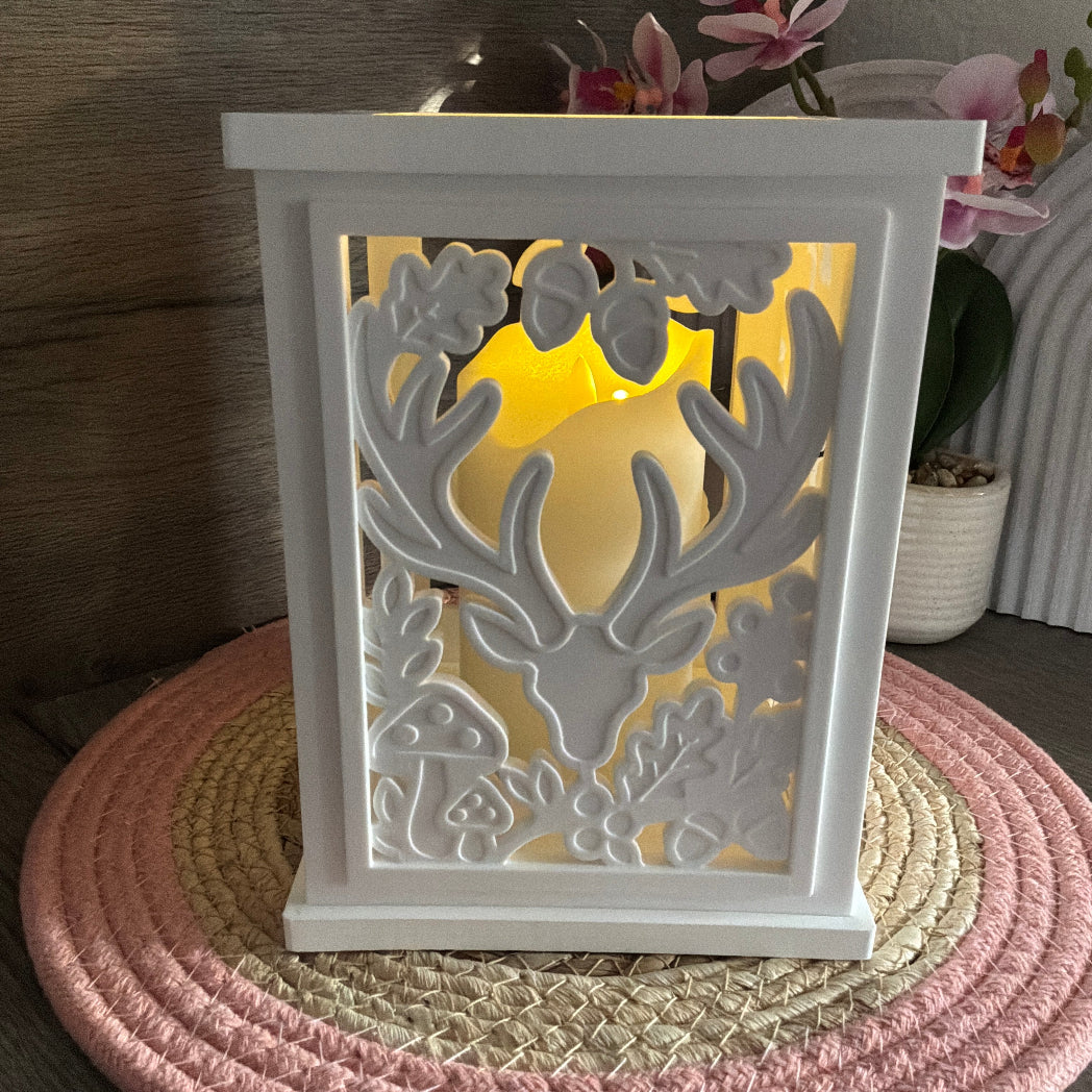 Silikonform Weihnachtslaterne mit Hirschgeweih für kreative Deko aus Raysin, Beton, Gips, Keramikpulver oder Resin. – Gießform für Raysin, Beton und Gips