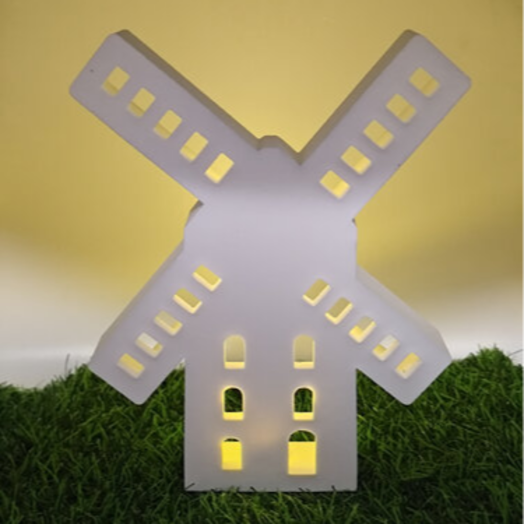 Ballonlicht Windmühle aus Raysin als dekorative Leuchtdeko für Wohndekoration, Fensterbankdeko und kreative DIY Dekorationsideen